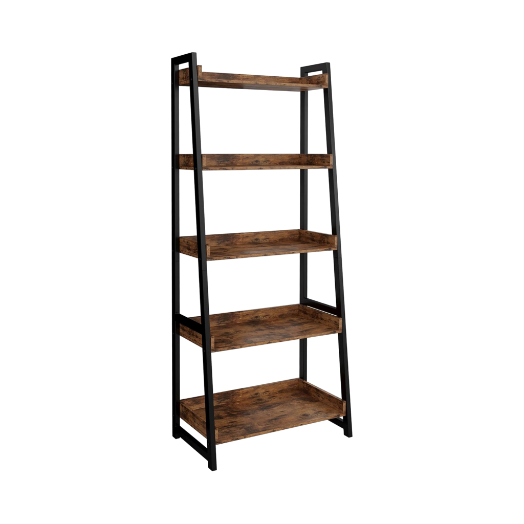IRONCK Industrial 5-Tier Ladder Bookshelf — Vintage Brown