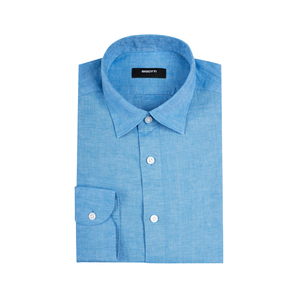 Bigotti Blue Linen Shirt