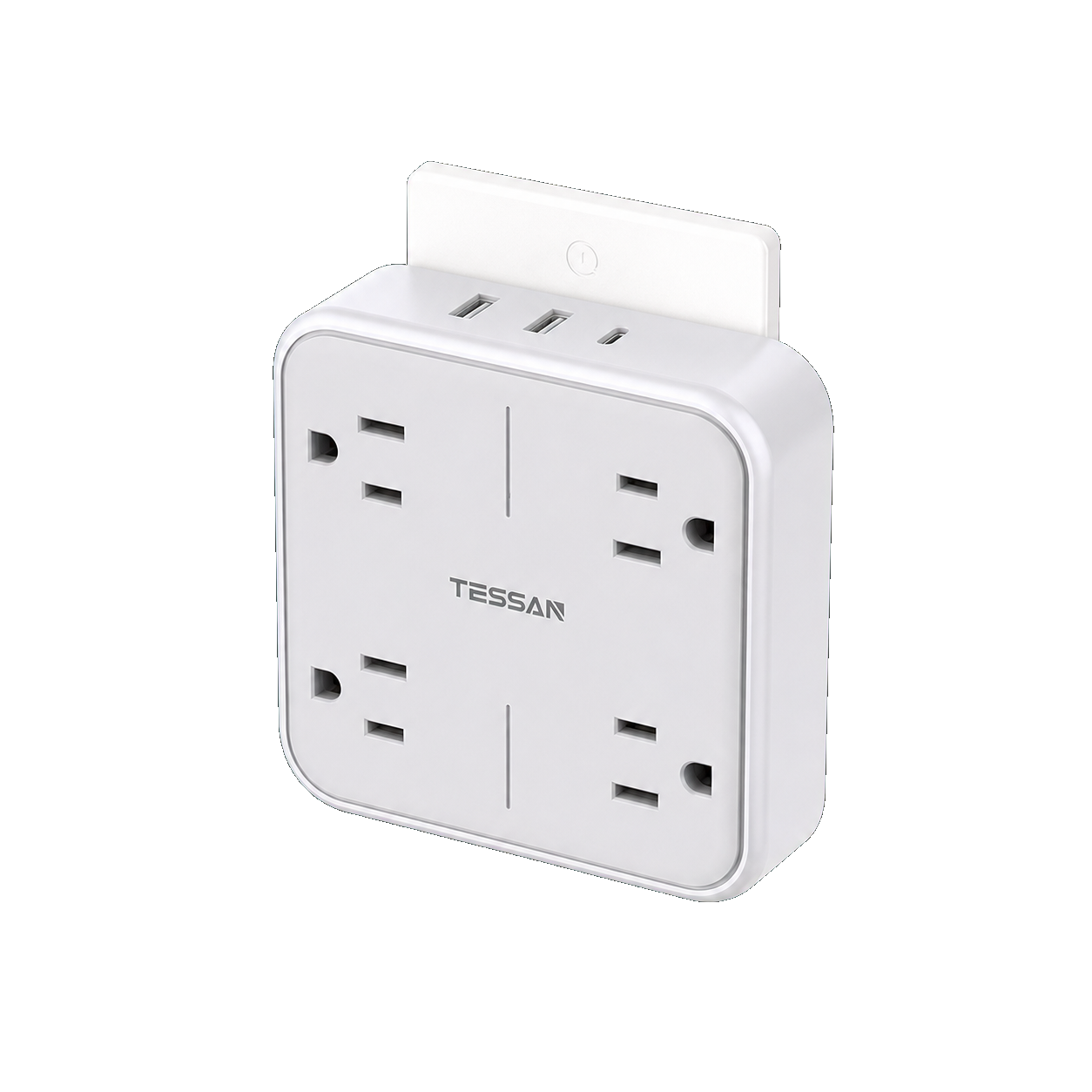 TESSAN 4-Outlet USB-C Wall Extender — White